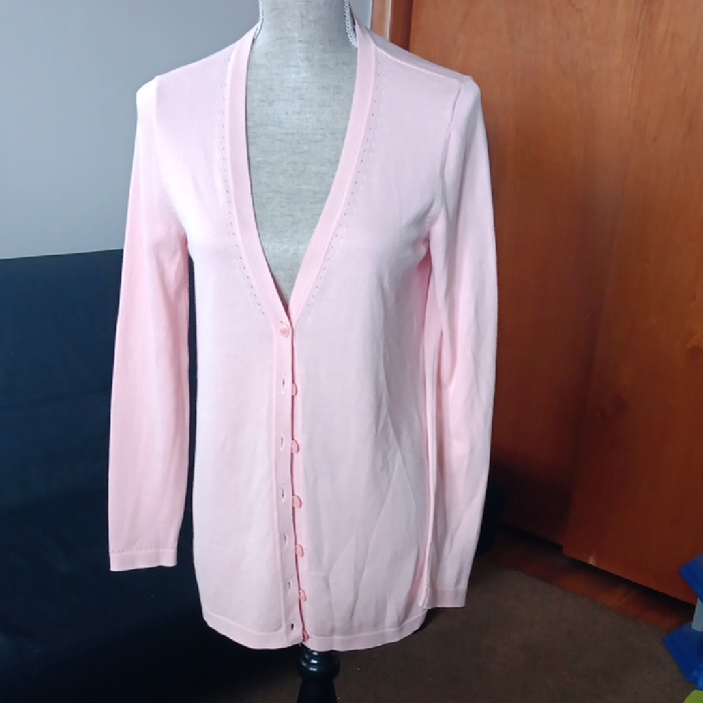 Talbots Pink Cardigan Sweater V-Neck Lightweight